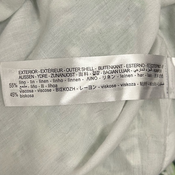 Zara Green and White Paisley Printed Linen-blend Lined Kimono with Belt Size M-L - Picture 6 of 8